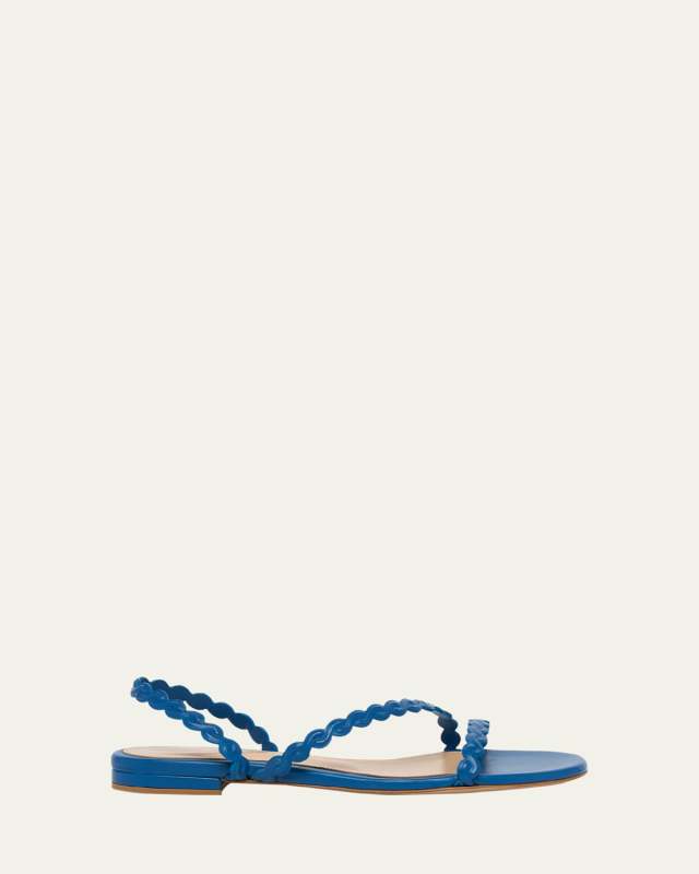 Braided Leather Flat Slingback Sandals